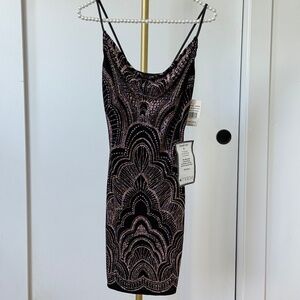 Jump Apparel Black & Gold Glitter Bodycon Dress - NWT